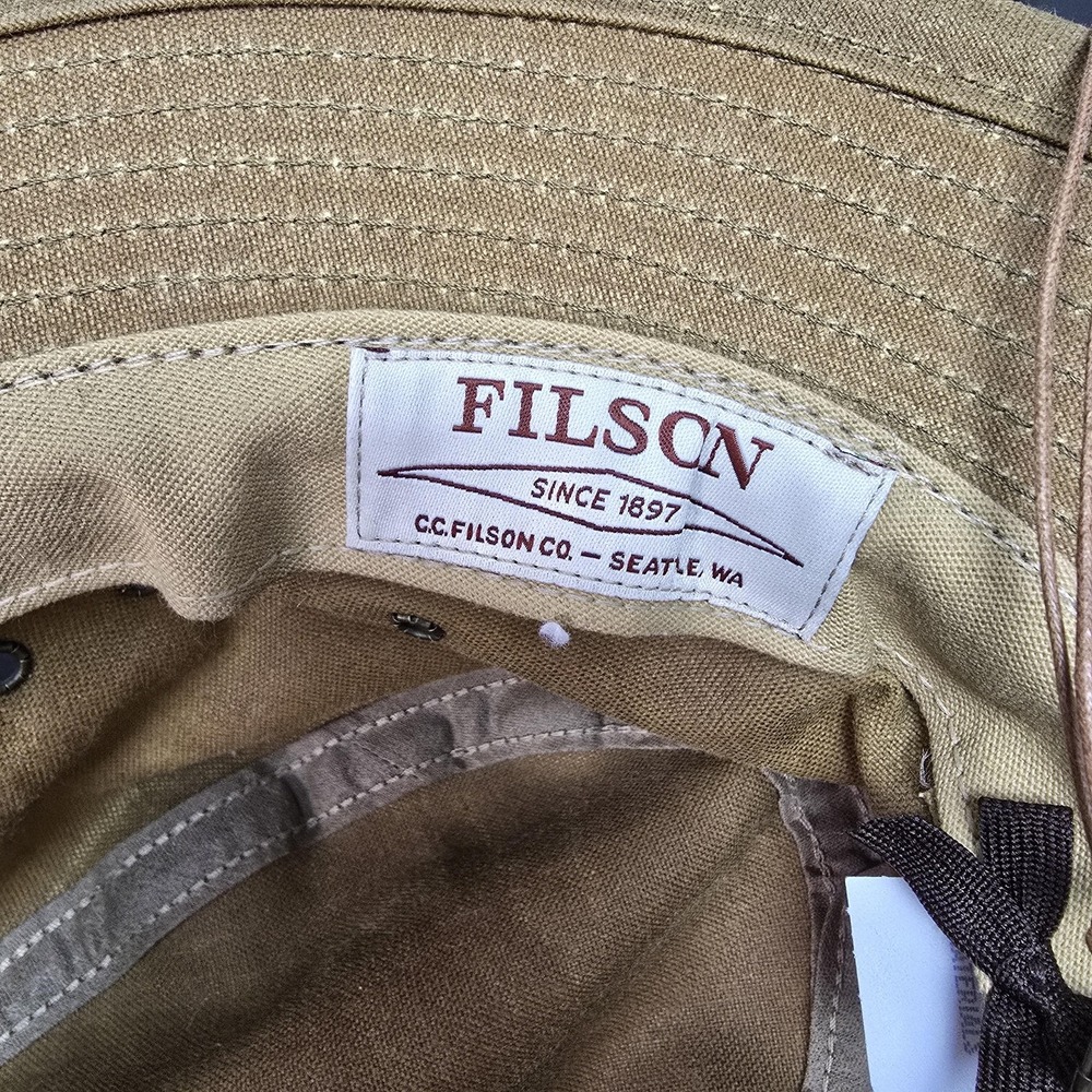 Filson Hat Mens M Brown Tin Packer Boonie Wide Brim Canvas Made USA Outdoors NEW - Picture 8 of 9